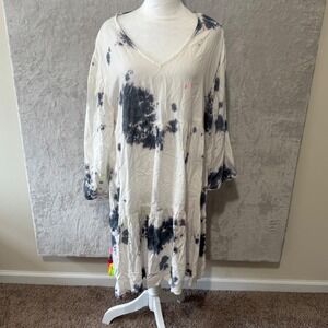 NWT $48‎ Women's Simply Southern 3/4 Sleeve Tassel Tie Dye Dress L Multicolor